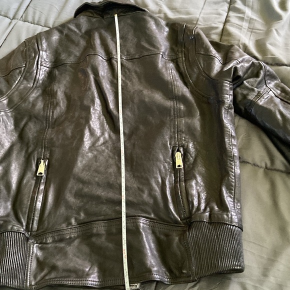 All Saints black leather jacket, slim fit, size large - Picture 9 of 16